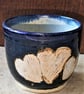 Gorgeous heart decorated blue stoneware mugs with teapot - Image 7