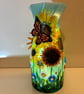 A large hand painted and sealed sunflower vase by Andrew Jenkins
