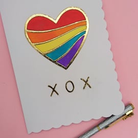 Gratitude Card, Rainbow Heart Hugs and Kisses says it all.  FREE POSTAGE TO U.K
