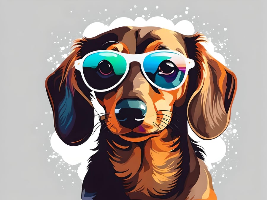 A4 Print Sausage Dog in Sunglasses  