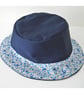 Blue Sun Hat Bucket Hat Ditsy Floral Rim Navy Blue Duck Egg Reversible Shade - Image 2