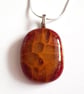 Burnt Orange Fused Glass Pendant - Autumn Colour Glass Necklace - Image 1