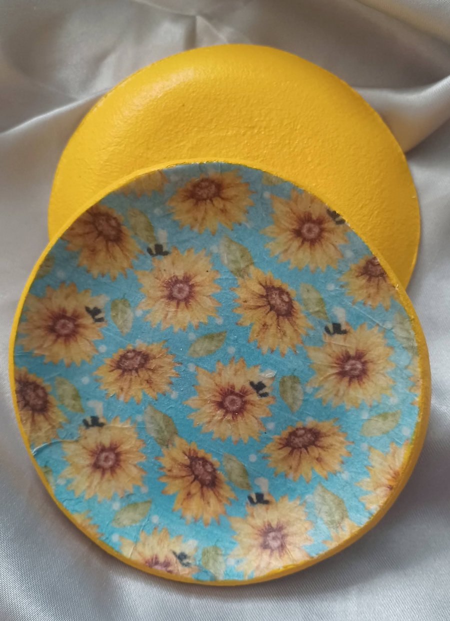 Polka Dot Sunflower Trinket Tray