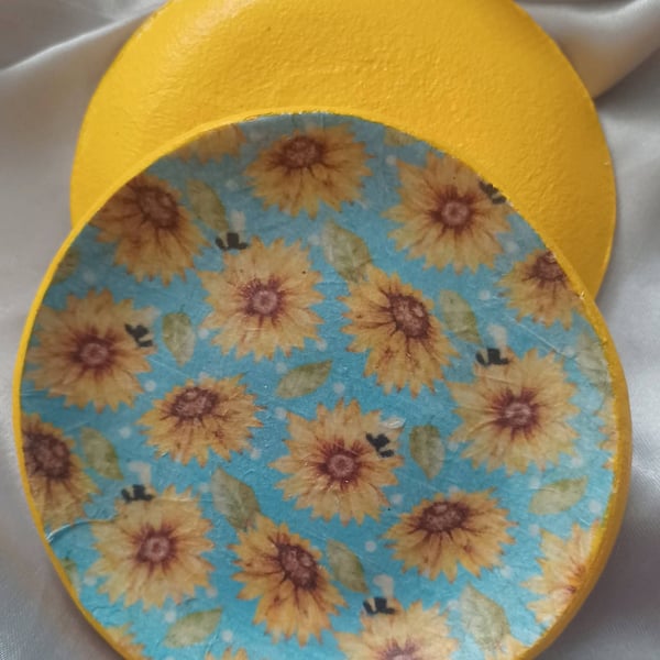 Polka Dot Sunflower Trinket Tray