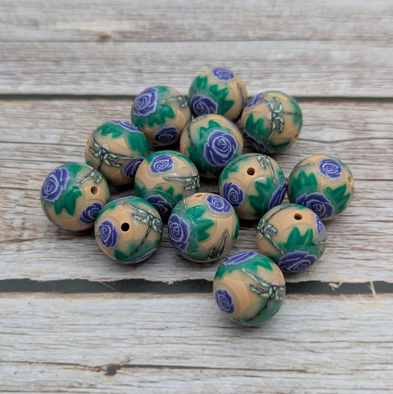 13 Polymer Clay Dragonfly and Rose Beads