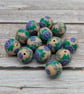 13 Polymer Clay Dragonfly and Rose Beads - Image 1