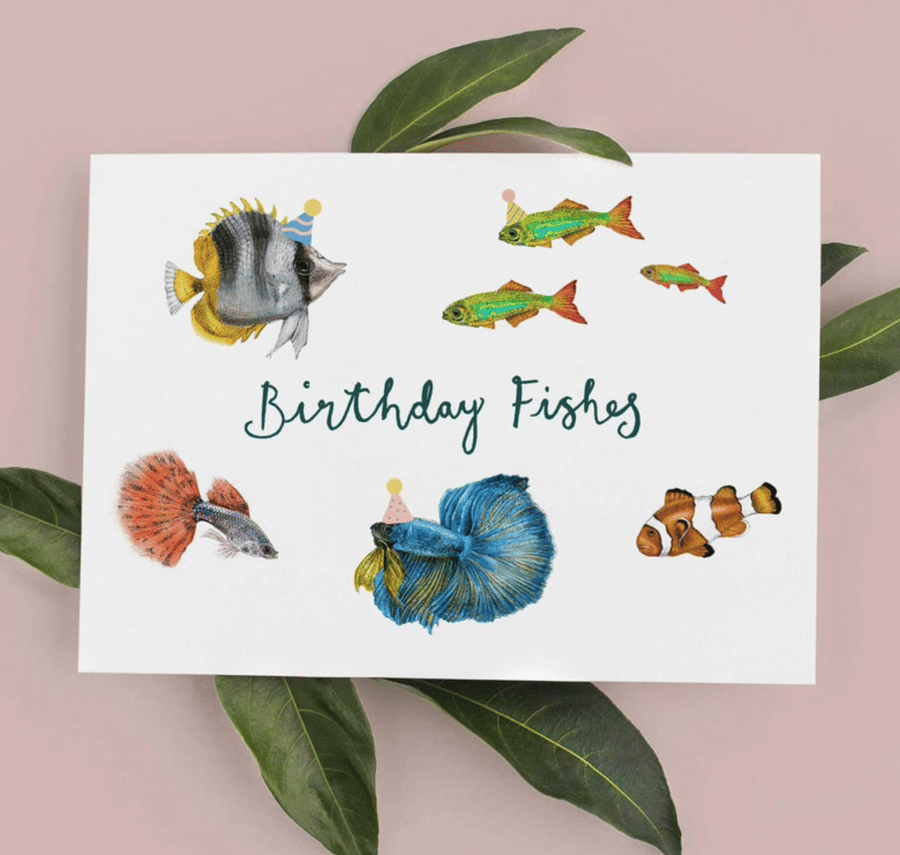 Birthday Fishes Card - Fish Birthday Card, Aquarium Tropical Fish