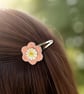 Peach Flower Hair clips, Girls Hairclips - Image 4