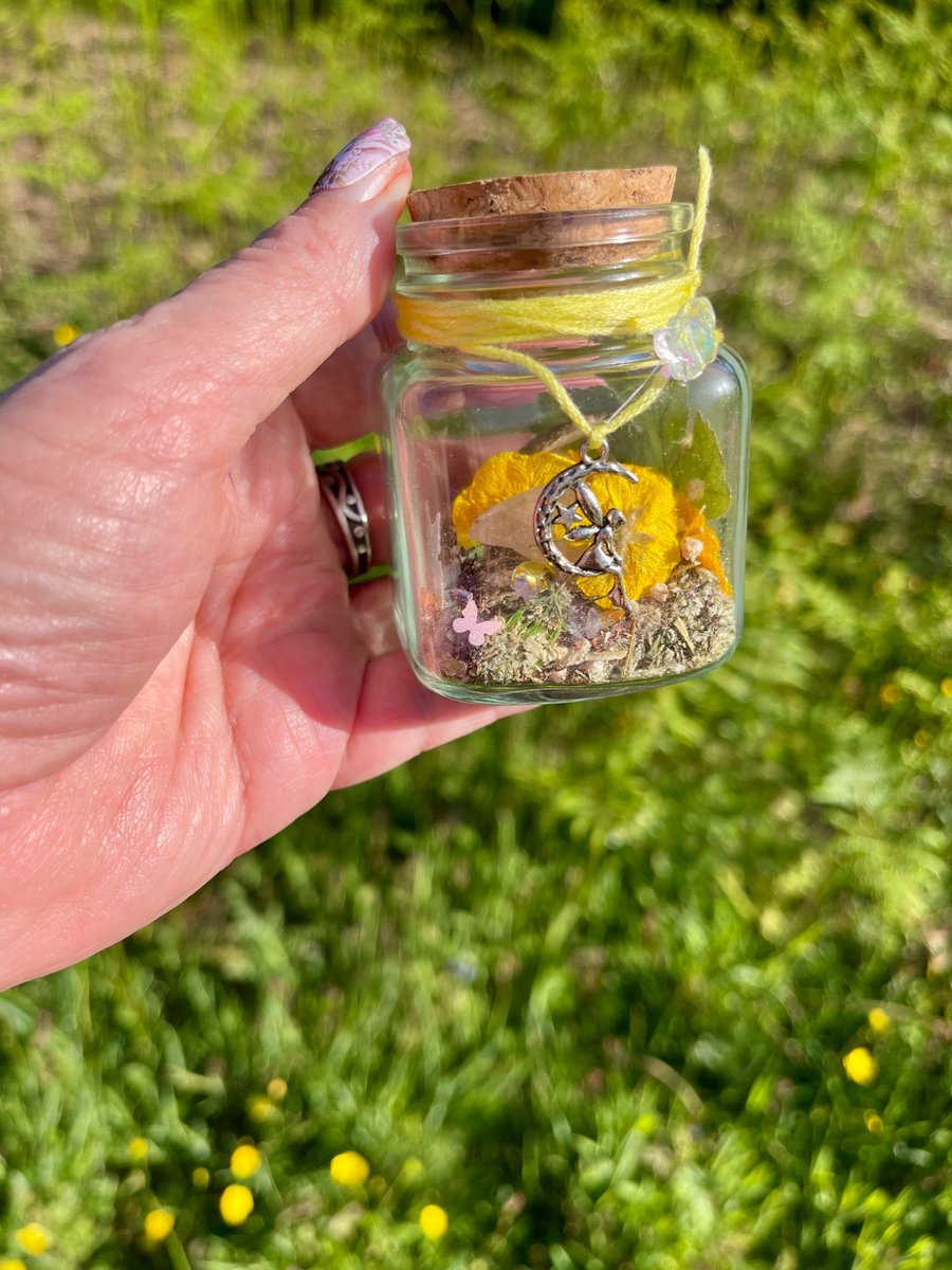 Fae Folk Meadow Jar – Pressed Flower Summer Cottagecore Decor