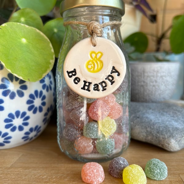 Be Happy, Love, Smile Ceramic Tag Set.