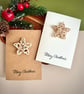 Rustic wicker star Christmas card 3D boho natural ornament woodland craft art