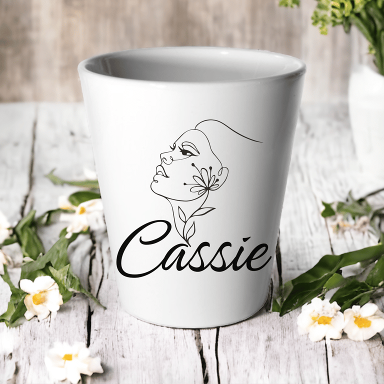Personalised Name Female Face Plant Pot -Succulent Cactus Flower Pot 