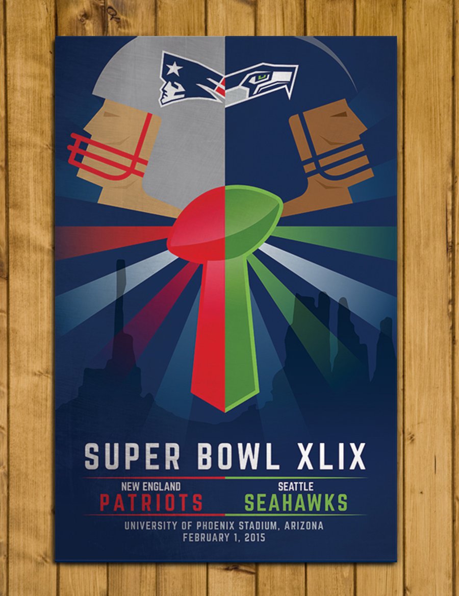 New England Patriots v Seattle Seahawks - Super Bowl XLIX Poster (11 x 17")