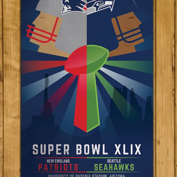 New England Patriots v Seattle Seahawks - Super Bowl XLIX Poster (11 x 17")