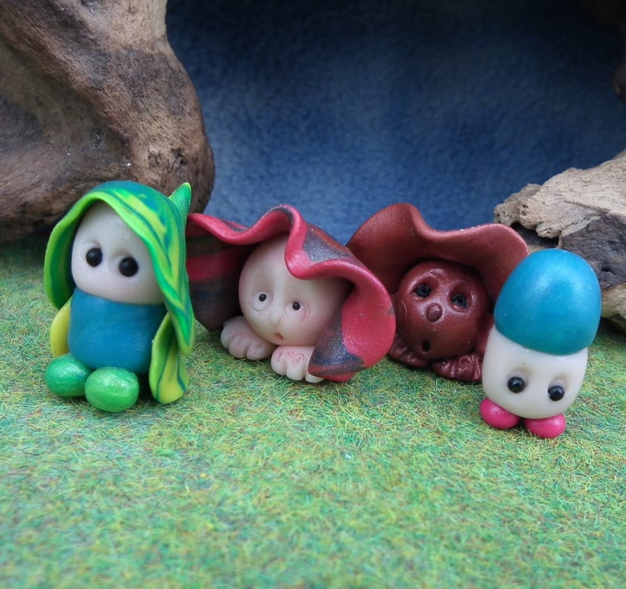 Sale 4 x Woodland Characters 1" OOAK Sculpt by Ann Galvin
