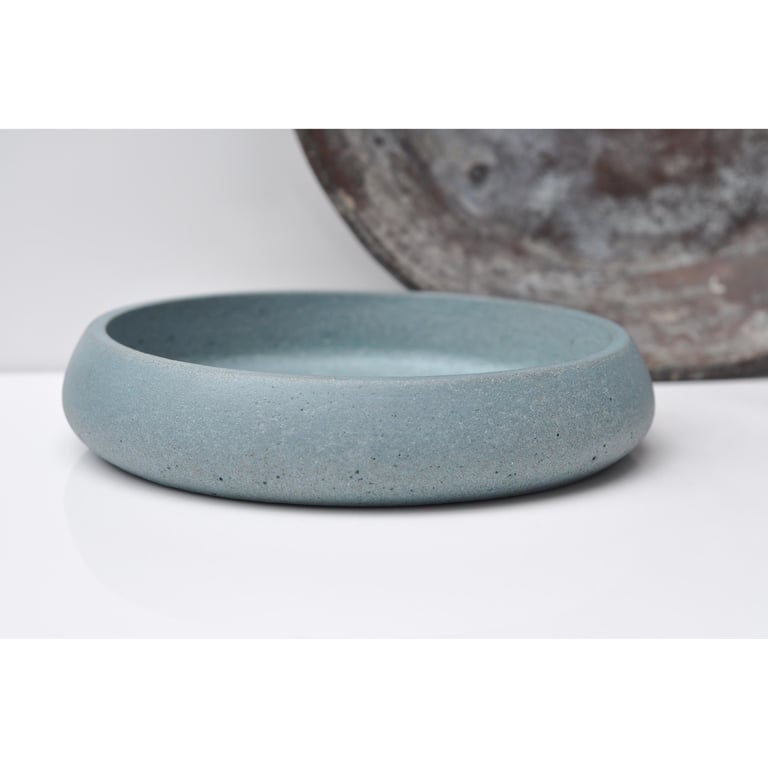 Medium Concrete Bowl: Handmade Modern Bowl for Keys and Jewellery Blue Grey