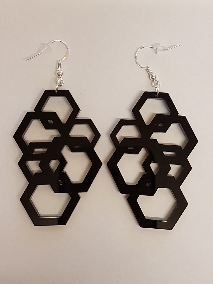 Geometric Hexagon Earrings - Acrylic