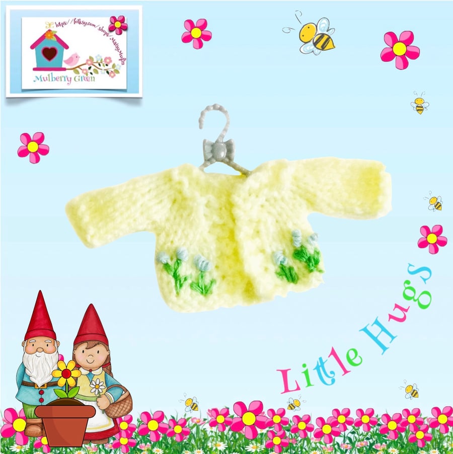 Lemon  embroidered Cardigan to fit the Little Hugs dolls 