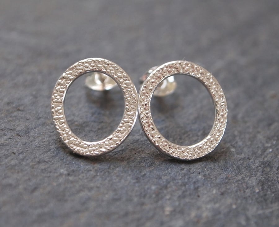 Silver ring stud earrings