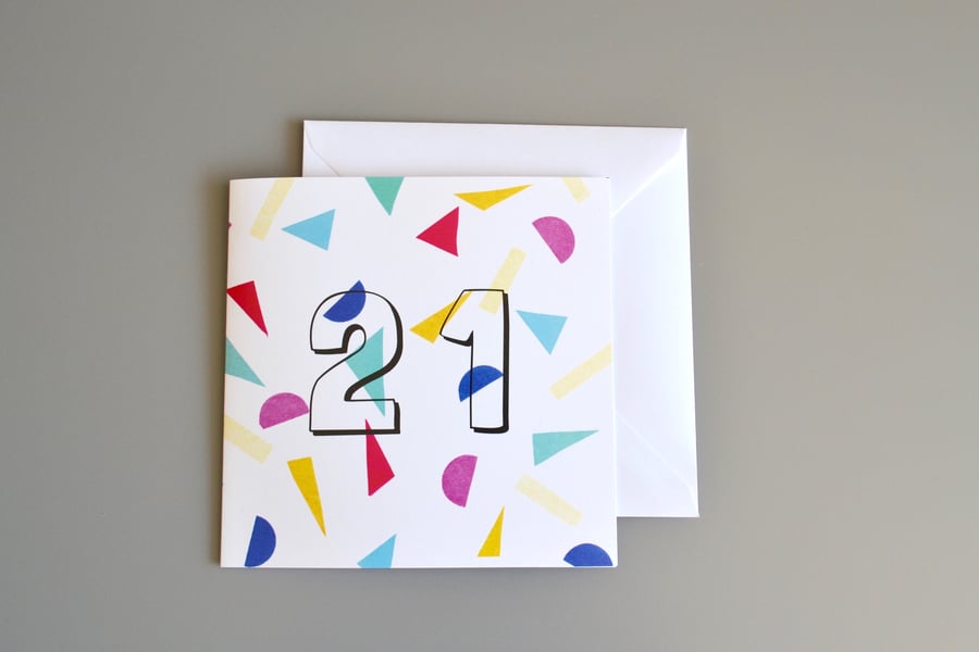 Confetti 21st Birthday Card 