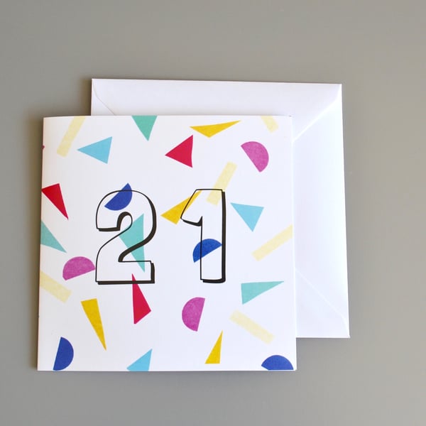 Confetti 21st Birthday Card 