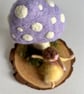 Needlefelted wool lilac mushroom toadstool and fairy dressed in yellow - Image 4