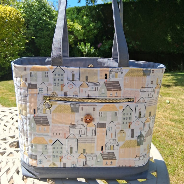 LIttle Houses Quilted Tote Bag