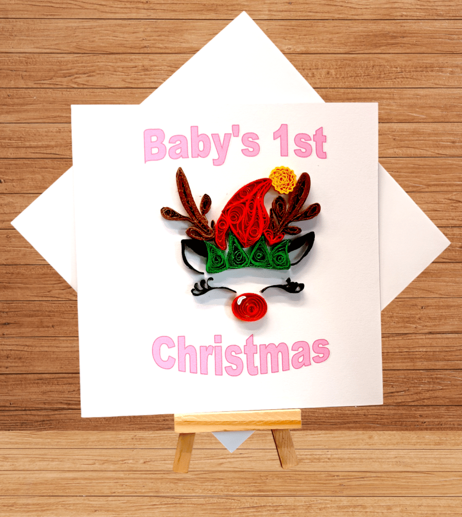 Charming quilled babies 1st Christmas card