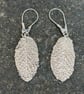 Hand Made .999 Silver Mint Leaf Drop Earrings