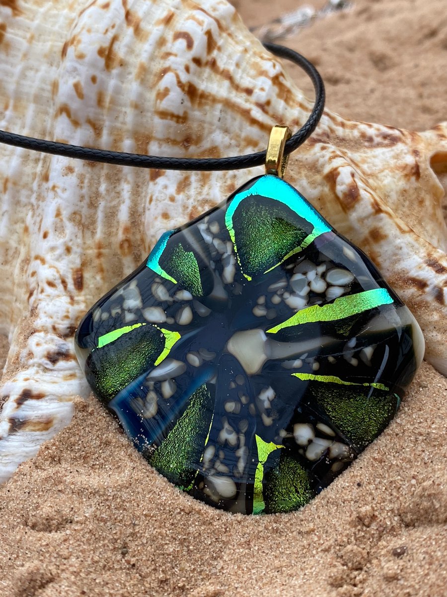 Large Statement Pinwheel fused glass pendant