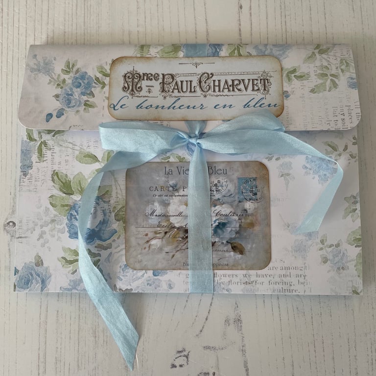 Envelope Folio - Dusty Blue Roses - by Carolee Crafts - PB13 - 0004