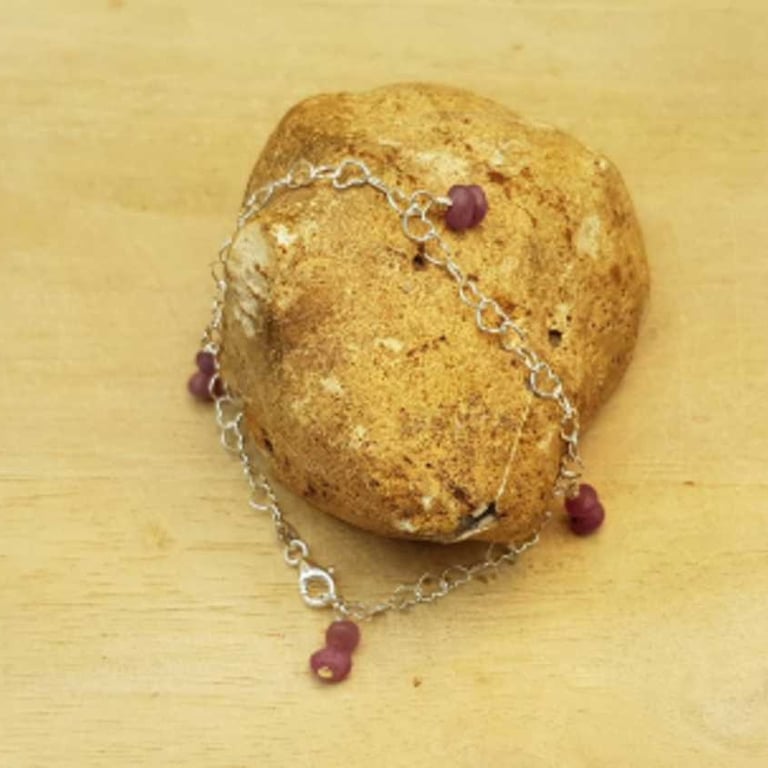 Ruby heart Bracelet. July birthstone. Sterling silver