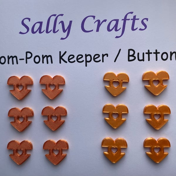 POM-POM Keeper (Button) - Heart with Heart Cutout - Pack of 12