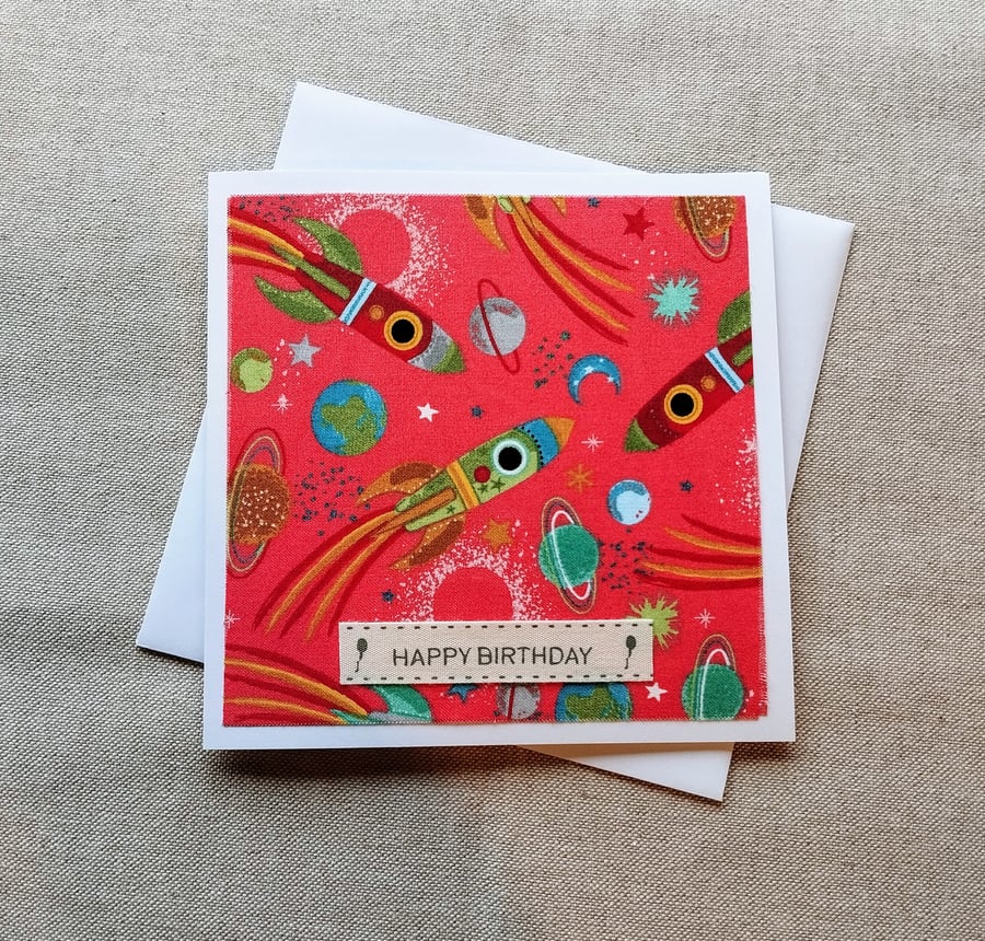 Rockets fabric Birthday Card