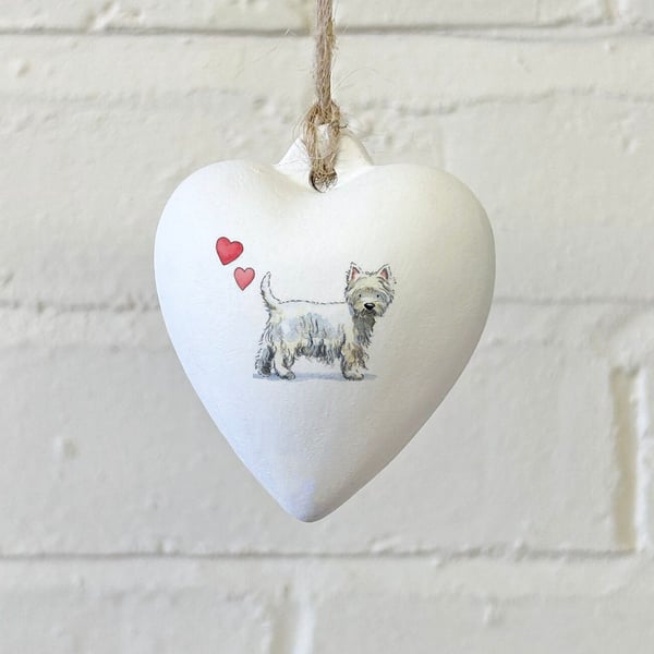 West Highland Terrier Ceramic Heart Bauble