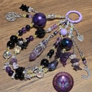 Handcrafted Amethyst Obsidian Phone Charm, Whimsical Witchy Bag Accessory