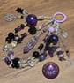 Handcrafted Amethyst Obsidian Phone Charm, Whimsical Witchy Bag Accessory