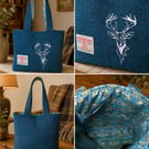 Harris Tweed Medium Shopper bag with stag head 