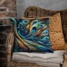 Abstract Art Peacock Feather Soft Touch Cushion Cover 43x43cm