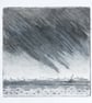 Sailing in the storm drypoint and coloured pencil coastal art