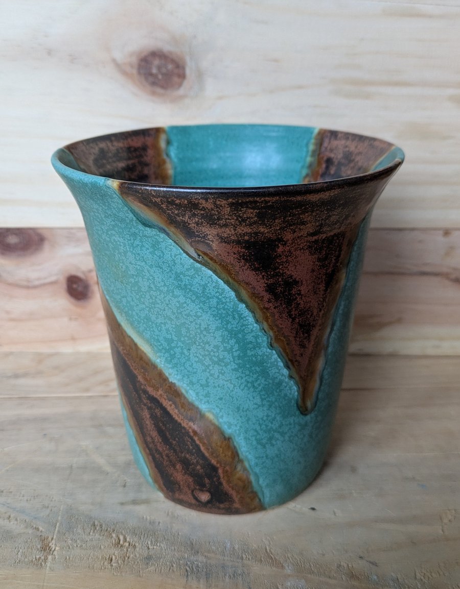 Taller copper & green vase