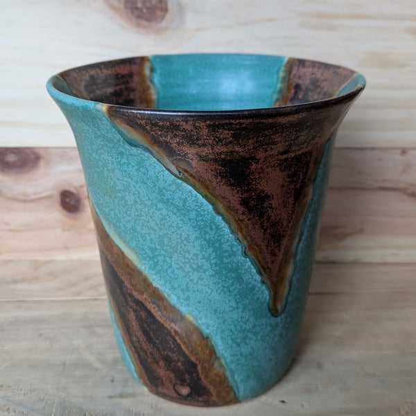 Taller copper & green vase