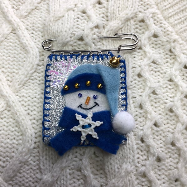 Felt Snowman Festive Brooch