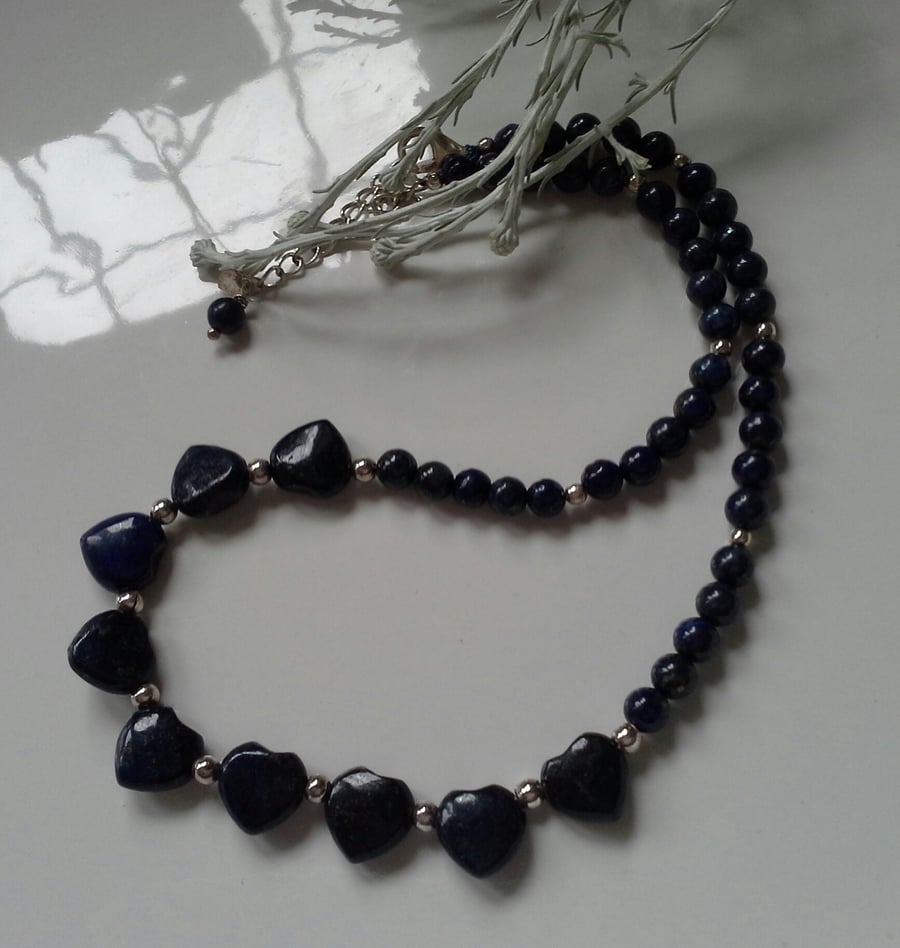 Lapis Lazuli Heart Sterling Silver Necklace