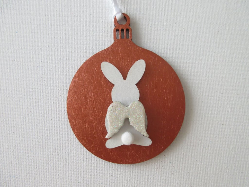 Hanging Decoration Christmas Tree Bauble Bunny Rabbit Memorial Angel Wings
