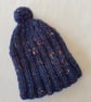 Small Tea Cosy for 2 Cup Tea Pot, Navy Tweed, Hand Knitted - Image 5