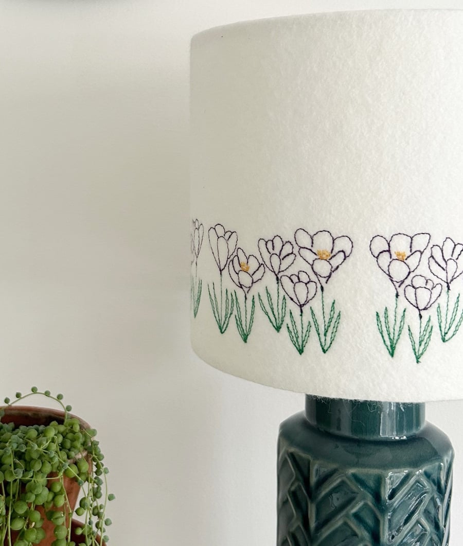 Embroidered Crocus lampshade