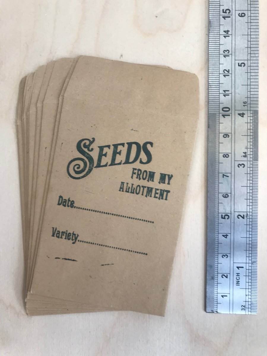 Letterpress Allotment Seed Envelopes, pack of 10.