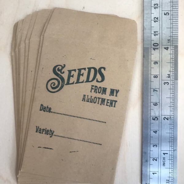 Letterpress Allotment Seed Envelopes, pack of 10.