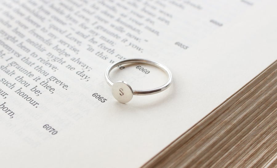 Silver Initial ring, personalised, silver ring